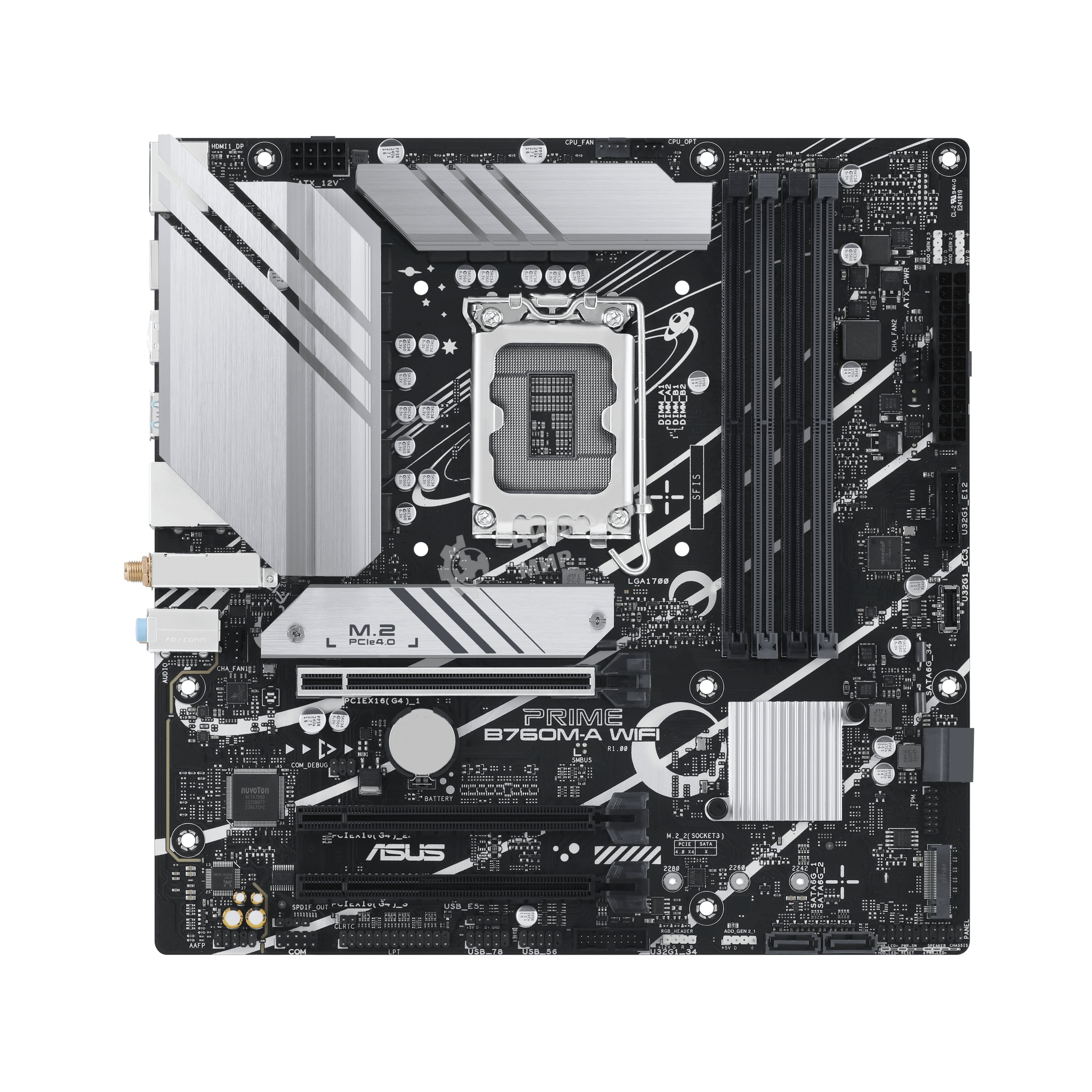 Материнская плата ASUS PRIME B760M-A WIFI, LGA 1700, Intel B760, 4xDDR5, 4xSATA, 2xM.2, 1xPCIe 4.0 x16, 1xPCIe 4.0 x4, 1xPCIe 4.0 x1, 2xHDMI, 1xDP, 1x 2.5Gb LAN, 2xUSB-A 3.2 Gen 2, 4xUSB-A 2.0, 3x3.5 мм, 7.1, mATX