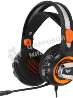 Гарнитура Crown CMGH-3003 чёрный/оранжевый, проводная, подсветка