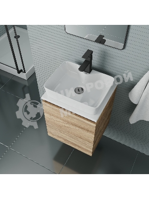 Тумба Bau Dream Blackwood 50 с дверцей, раковина BAU Cerama 48х37 белая, смеситель Hotel Black, черный, выпуск клик клак черный