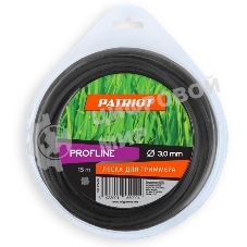 Леска для триммеров PATRIOT Profline D 3,0мм L 15мскрученный квадрат, черный 300-15-5