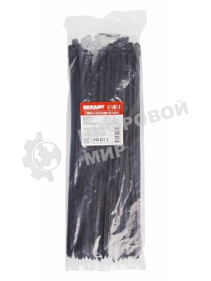 Хомут-стяжка кабельная нейлоновая Rexant 400 x7,6 мм, черная, упаковка 100 шт.