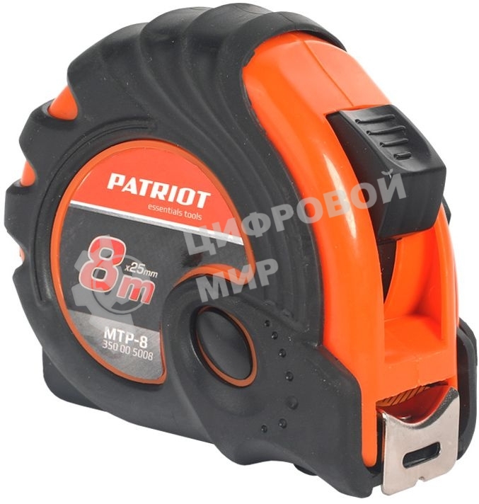 Рулетка PATRIOT MTP-8, ударопрочный корпус, обрезиненная, 8м