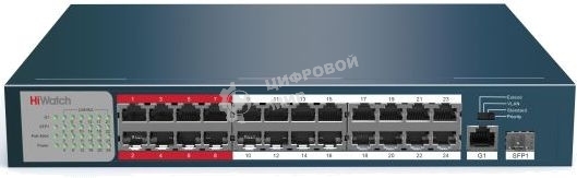 Коммутатор Hikvision HiWatch DS-S2624P(B) неуправляемый