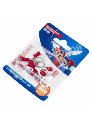 Наконечник кольцевой Rexant изолированный ø10.5 мм, 0.5-1.5 мм², НКи 1.5-10/RV1.25-10, красный, в упак. 10 шт.