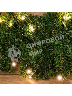 Еловый шлейф Neon-night искусственный 2,7 м Теплое белое свечение 80 LED