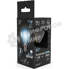 Лампа светодиодная филаментная Gauss Filament 11Вт цок.: E14 шар 220B 4100K св. свеч. белый нейт. (упак.: 10 шт)