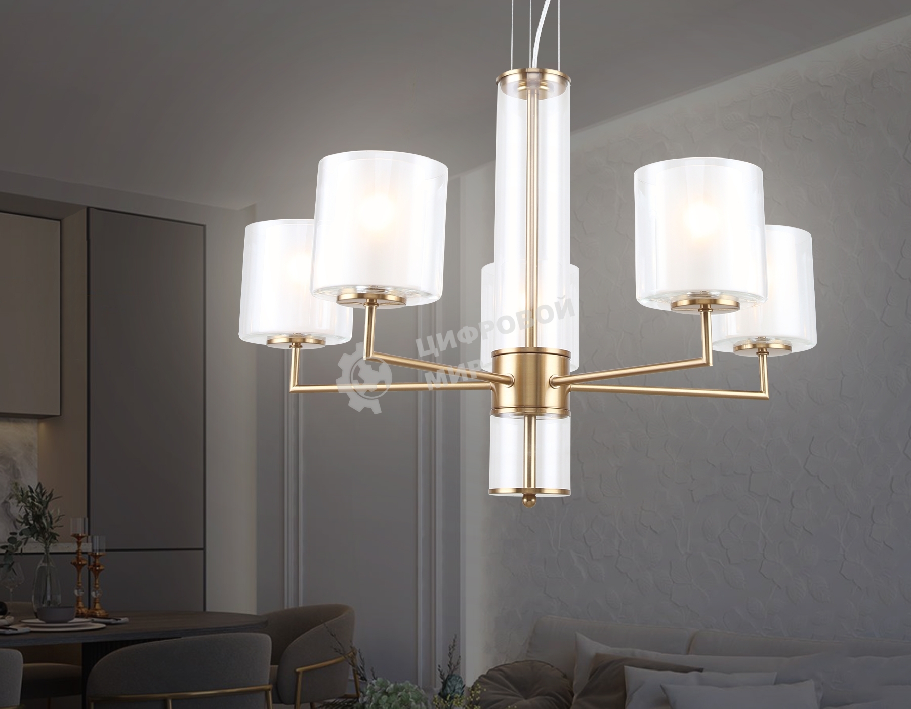Люстра Ambrella light LH56011/5 BS/FR латунь/белый матовый E14*5 max 40W D640*1260