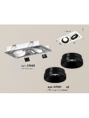 Комплект встраиваемого поворотного светильника Ambrella light XC7663021 SWH/PBK белый песок/черный полированный MR16 GU5.3 (C7663, N7031)