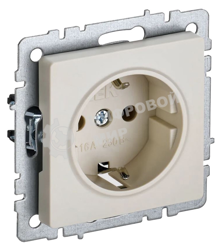 Розетка BRITE РС11-1-0-БрКр 16А с заземл. без защ. шторки беж. IEK BR-R11-16-K10