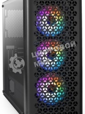 Компьютерный корпус Miditower ExeGate EVO-9202 (ATX, без БП, с окном, 1*USB+1*USB 3.0, аудио, 3 вент. 12см с RGb подсветкой)
