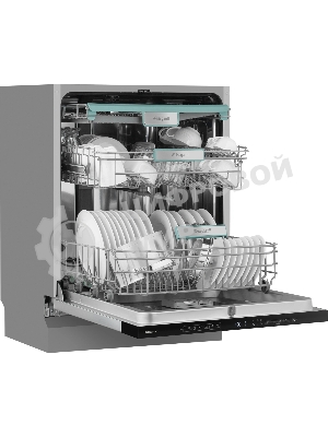 Встраиваемая посудомоечная машина Weissgauff BDW 6135 D Inverter AutoOpen Timer Floor, серебристый, 59.8 см, 14 компл., 49 дБ, класс А+++