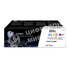 Картридж лазерный комплект HP 210X голубой/пурпурный/желтый (CF253XM) увеличенной емкости