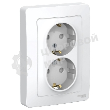 Розетка 2-м СП Blanca 16А 250В защ. шторки с заземл. бел. SchE BLNRS001121