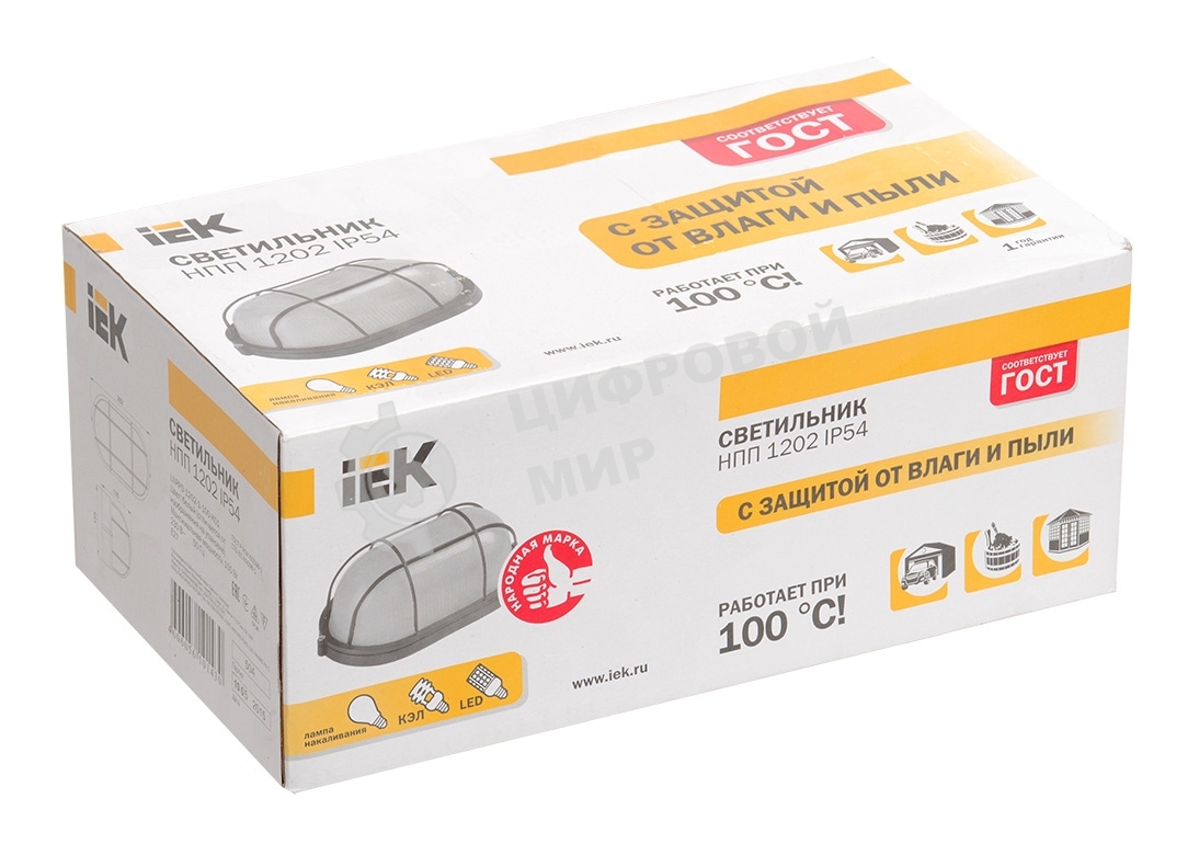 Светильник IEK LNPP0-1202-1-100-K01 НПП1202 белый/овал с реш. 100Вт IP54 IEK