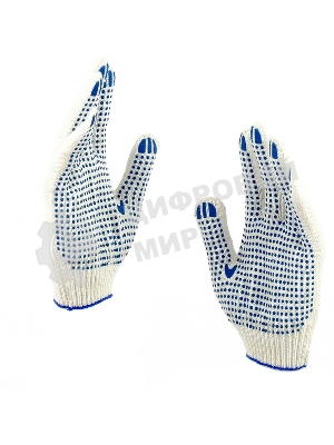 Перчатки трикотажные, с ПВХ точкой, 10 класс, стикер Россия