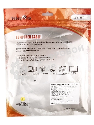 Кабель HDMI-19M --- MiniHDMI-19M ver 2.0+3D/Ethernet,1m Telecom