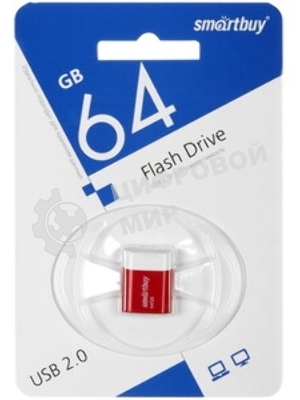 Флешка USB Smartbuy LARA white (SB64GbLARA-W), 64Gb, USB 2.0, R/W 15/5, белый