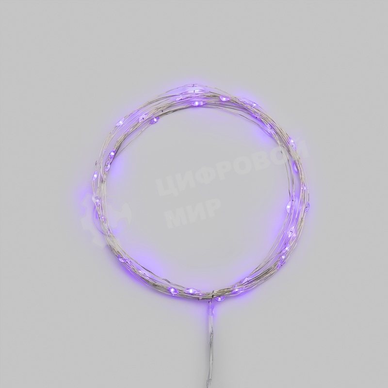 Гирлянда светодиодная Роса 5м 50 LED ФИОЛЕТОВЫЙ IP20 2хАА (в комплект не входят) NEON-NIGHT