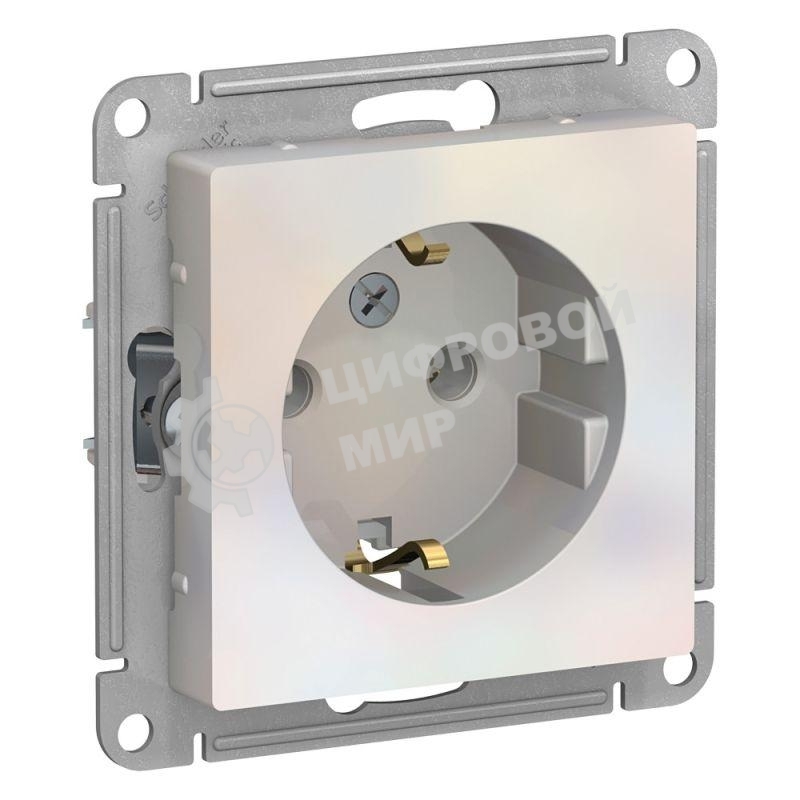 Механизм розетки 1-м СП AtlasDesign с заземл. 16А жемчуг SchE ATN000443