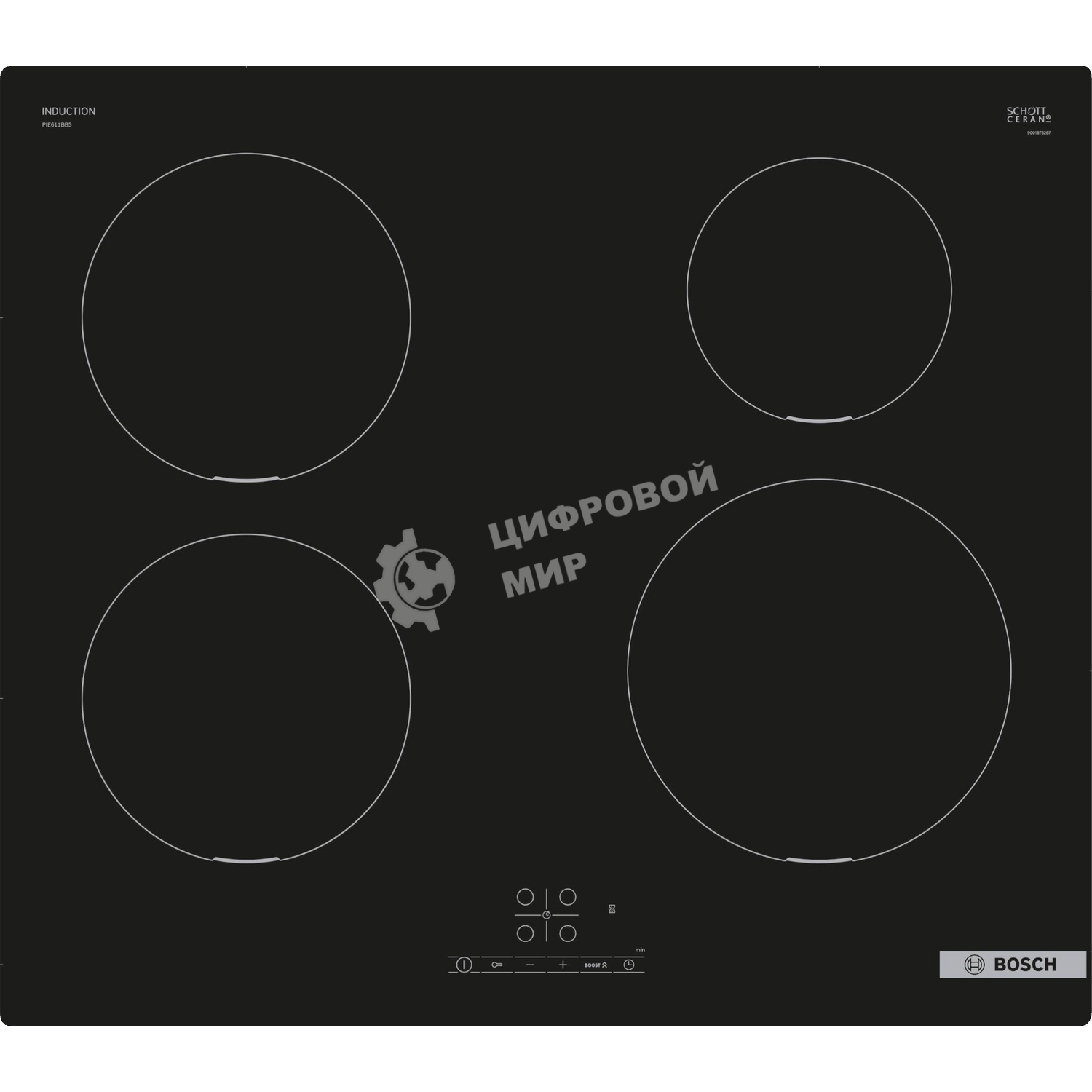 Индукционная варочная панель Bosch Serie 4 PUE611BB5E, индукционные, независимая, черный
