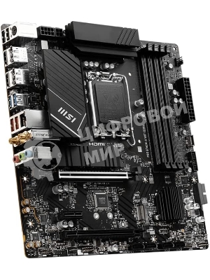 Материнская плата MSI PRO B760M-A WIFI DDR4, LGA 1700, Intel B760, 4xDDR4, 4xSATA, 2xM.2, 1xPCI-E 4.0 x16, 1xPCI-E 4.0 x4, 1xPCI-E x1, 2xHDMI, 2xDP, 1x 2.5Gb LAN, 2xUSB-A 2.0, 2xUSB-A 3.2 Gen 1, 2xUSB-A 3.2 Gen 2, 3x3.5 мм, 7.1, Micro-ATX