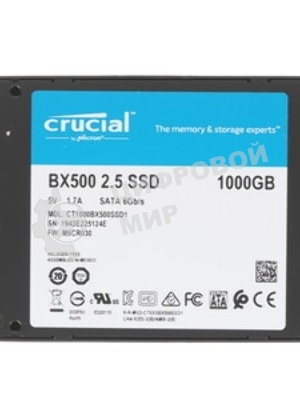 Накопитель SSD Crucial BX500, 1Tb, SATA III, 2.5