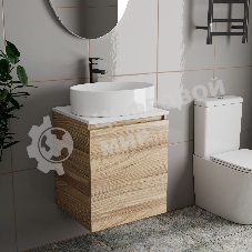 Тумба Bau Dream Blackwood 50 с дверцей, раковина BAU Nimb 50х36, смеситель для раковины высокий Hotel Black, черный