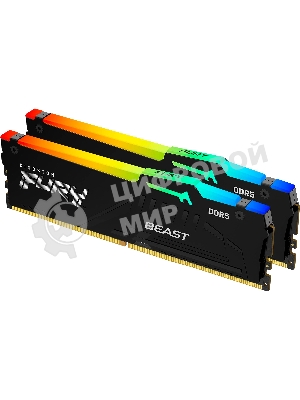 Оперативная память Kingston Fury Beast RGb, DDR5, 32Gb (2x16 Gb), 6000 MHz, CL30, радиатор, RGb, черный