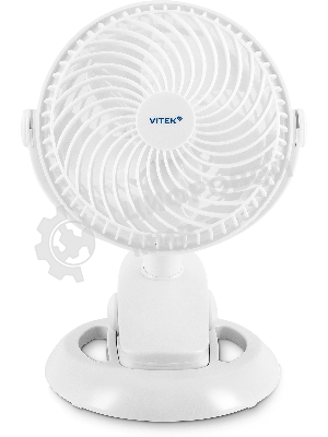 Вентилятор Vitek VTF-06U белый, настольный, 2.5 Вт, 2 скорости, 10 см, USB