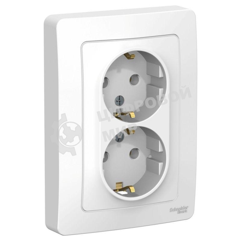 Розетка 2-м СП Blanca 16А 250В без шторок с заземл. бел. SchE BLNRS001021