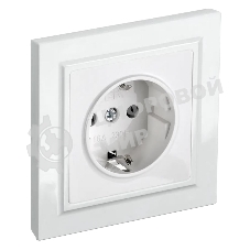 Розетка BRITE РСР14-1-0-БрБ 16А в сборе с заземл. защ. шторки белый IEK BR-R14-16-K01-F