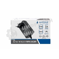 Блок питания Gembird NPA-AC33, 24В/2А, 48Вт, 1 штекер 5.5х2.5мм, черный