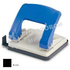 Дырокол Kw-Trio Stylish Medium 966GR/BLCK, до 20 листов, металл черный, отверстий: 2, с линейкой