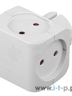 Тройник ЭРА SP-4-W4гнезда без заземления со шторками белый