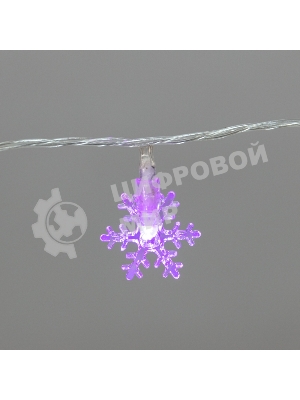 Гирлянда светодиодная Neon-night Снежинки большие 5м, 20LED, IP20, прозрачный провод, свечение мульти (RG/RB), мигание, 230В