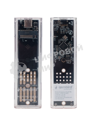 Внешний корпус Gembird EEM2-NVME-2 USB 3.1 для M2 NVME порт Type-С, пластик, прозрачный