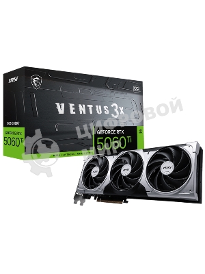 Видеокарта MSI RTX 5060 TI 8G VENTUS 3X OC, NVIDIA RTX 5060 Ti, 8 ГБ GDDR7, 128 бит, PCI-e 5.0, 1xHDMI, 3xDP, 2602 МГц