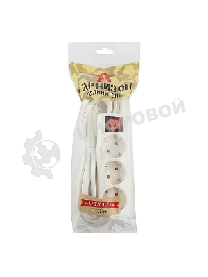 Сетевой фильтр Гарнизон ELB-G3-W-5, 3 евророзетки с выключателем и заземлением, допустимый ток 16А, длина 5 м.