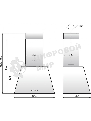 Вытяжка каминная Elikor Гамма 60П-650-Э3Д кремовый/бронза, 59.4 см, 650 куб. м/ч, 56 дБ