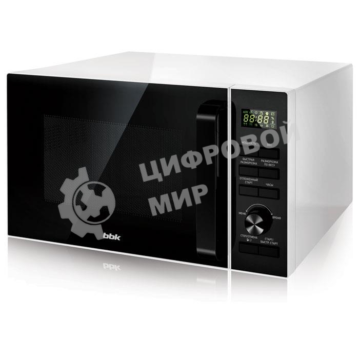 Микроволновая печь BBK 25MWS-970T/WB белый, 25 л, 900 Вт, переключатели - кнопки, поворотный механизм