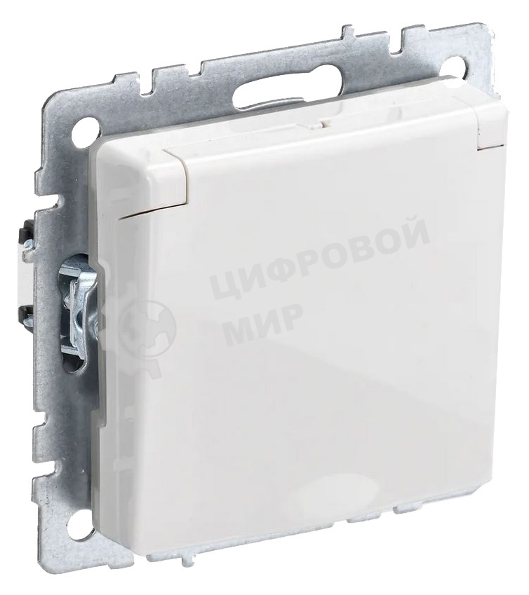 Розетка с з/к/ш с кр. 16А IP44 РСбш10-3-44-БрБ белый IEK BRITE