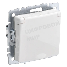 Розетка с з/к/ш с кр. 16А IP44 РСбш10-3-44-БрБ белый IEK BRITE