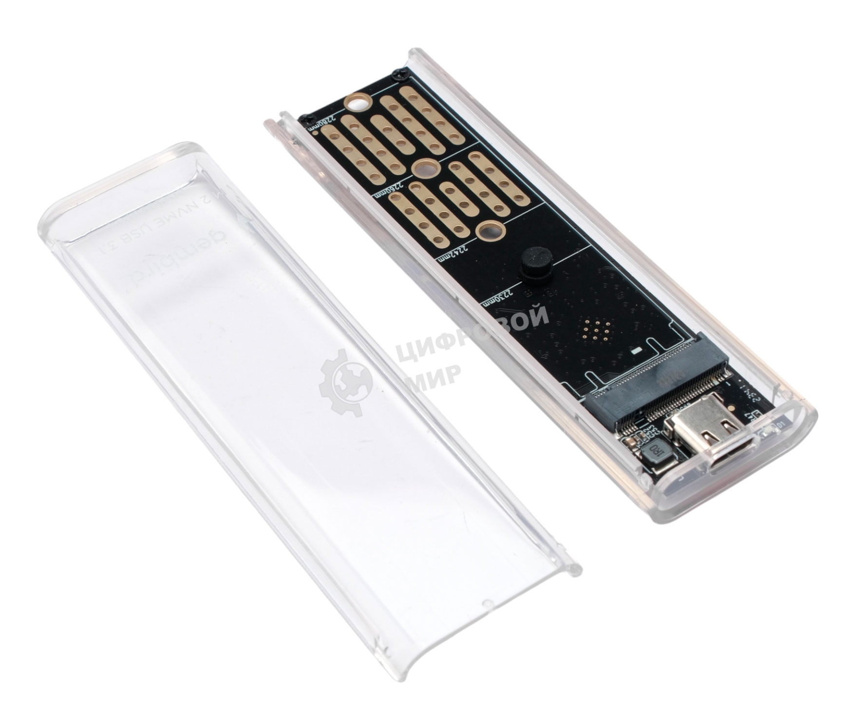 Внешний корпус Gembird EEM2-NVME-2 USB 3.1 для M2 NVME порт Type-С, пластик, прозрачный