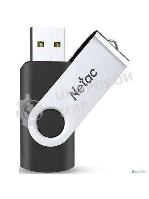 Флешка USB Netac U505 (NT03U505N-064G-20BK), 64Gb, USB 2.0, R/W 70/30, черный/серебристый