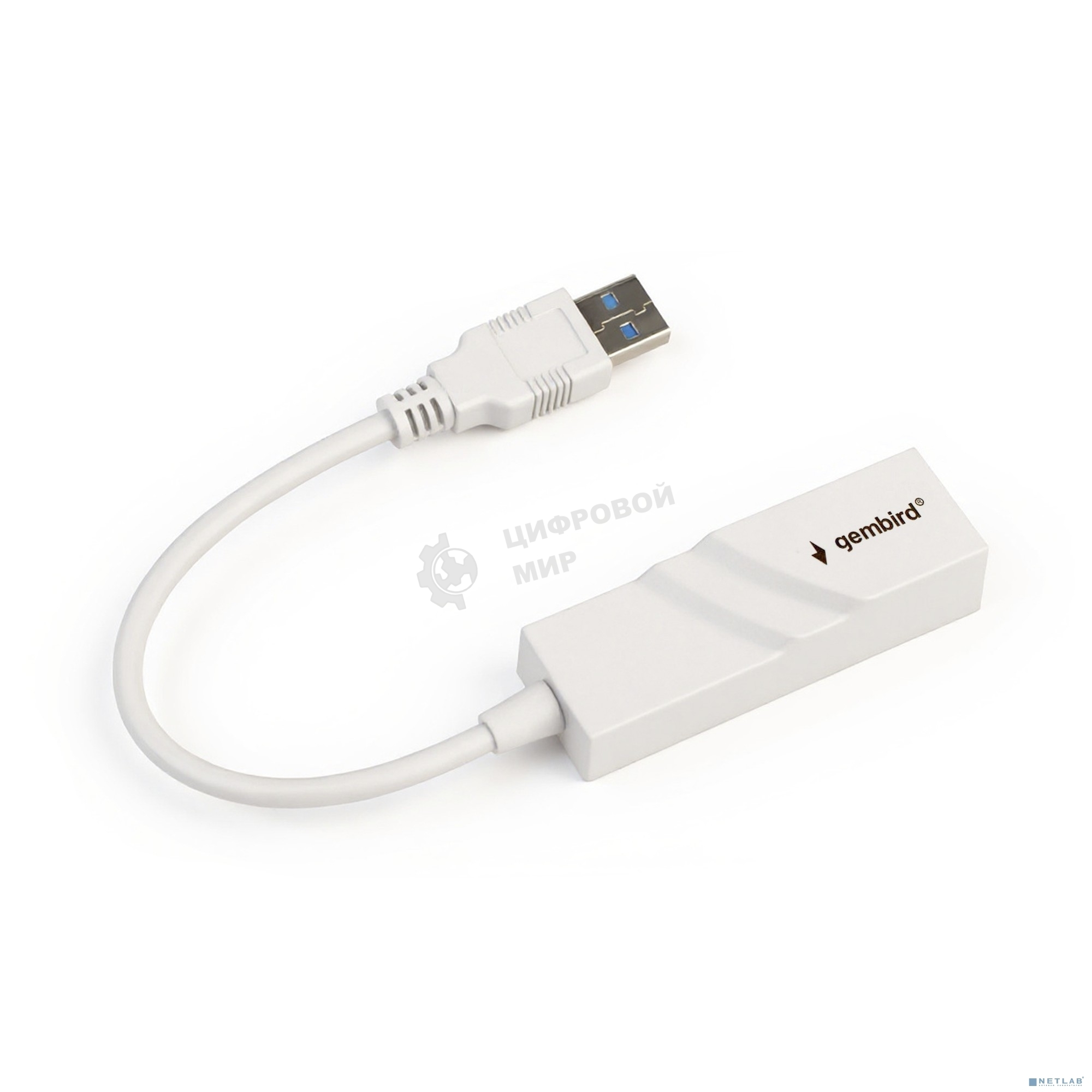 Сетевой адаптер Ethernet Gembird NIC-U11, USB 3.0 - Gigabit Ethernet adapter, пластик, белый, RTL8153