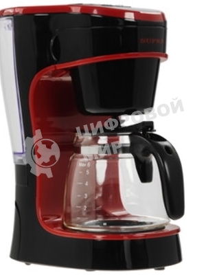 Кофеварка капельная SUPRA CMS-0655 черный/красный, исп. кофе - молотый, 720 мл, 750 Вт.