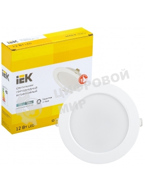 Светильник IEK LDVO0-1613-12-4000-K01 LED ДВО 1613 белый круг 12Вт 4000К IP20 пластик. корпус, диам 145 мм