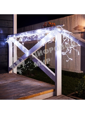 Гирлянда Neon-night Айсикл (бахрома) светодиодный, 2,4 х 0,6 м, прозрачный провод, 230 В, диоды белые, 88 LED