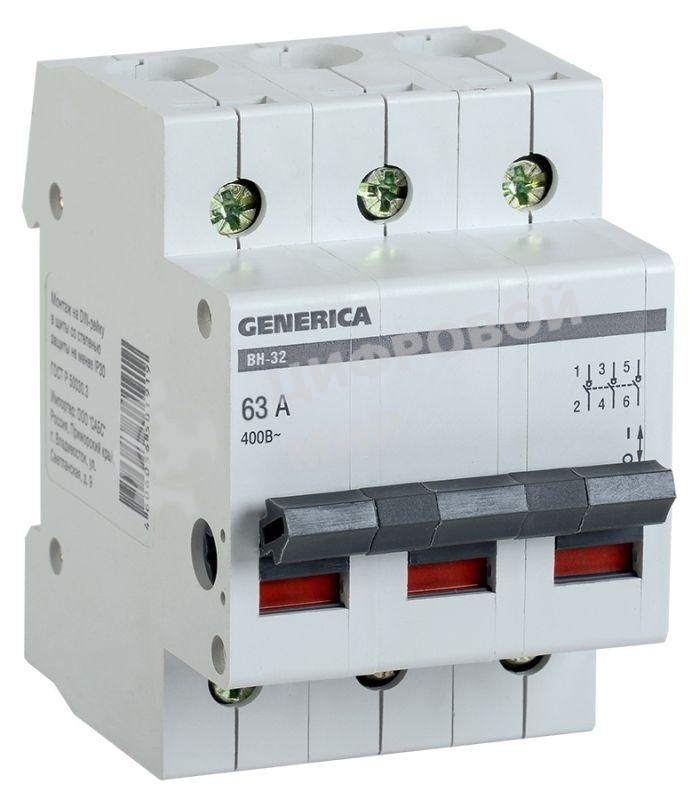 Выключатель нагрузки IEK MNV15-3-063 (мини-рубильник) ВН-32 3Р 63А GENERICA