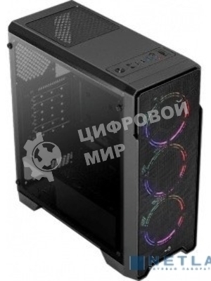 Компьютерный корпус Aerocool/Formula Ore Saturn FRGb-G-BK-v1 (2xUSB, 2xAudio, 0.5 мм,3x120 мм FAN, прозрачная стенка-закаленное стекло, ATX,